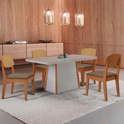 Mesa Jantar Diane 120cm Tampo Mdf Vidro 4 Cadeiras Copper Prem Moderna Veludo Capuccino Off Naturale Serigrafia