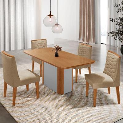 Mesa De Jantar Isadora 120cm Tampo Mdf Laminado 4 Cadeiras Eloise Turim 07 Naturale Off White