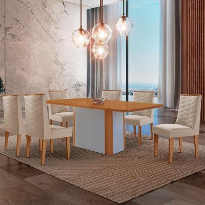 Mesa De Jantar Isadora 180cm Tampo Mdf Laminado Veludo Creme Naturale Off White