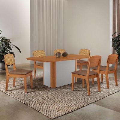Mesa De Jantar Isadora 180cm Tampo Mdf Laminado Tork Naturale Off White