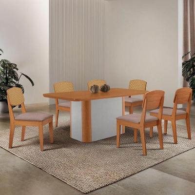Mesa De Jantar Isadora 180cm Tampo Mdf Laminado Linho Capuccino Naturale Off White