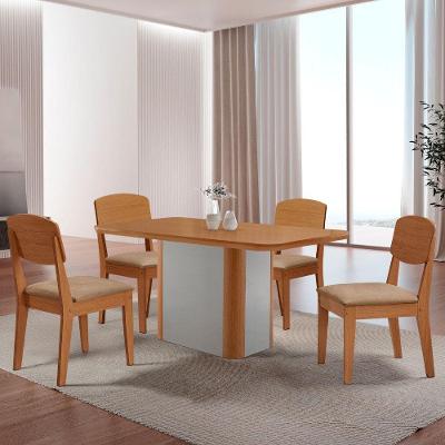 Mesa De Jantar Isadora 120cm Tampo Mdf Laminado Turim 07 Naturale Off White