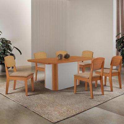 Mesa De Jantar Isadora 180cm Tampo Mdf Laminado Turim 07 Naturale Off White