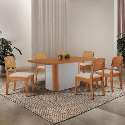 Mesa De Jantar Isadora 180cm Tampo Mdf Laminado Veludo Creme Naturale Off White