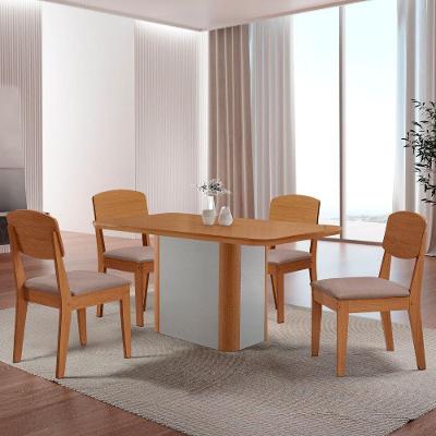 Mesa De Jantar Isadora 120cm Tampo Mdf Laminado Linho Capuccino Naturale Off White