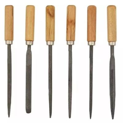 Kit Jogo Lima Agulha 6 Peças Com Cabo De Madeira Multiuso