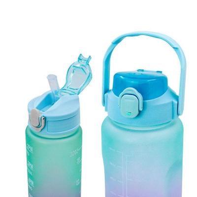 Garrafa Galão De Agua 2L E 900ML Degrade Com Figurinhas Adesivos 3D Azul