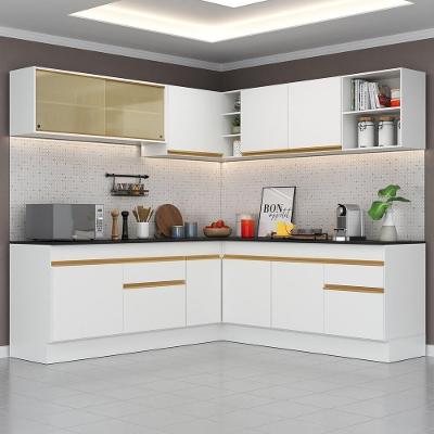 Cozinha Completa De Canto Mp2096 Com Armário E Balcão Branca