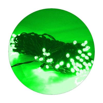 Cordão De Lampadas Led Pisca 10 Metros 80l Carregamento Solar Natal Verde