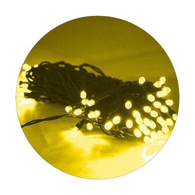 Cordão De Lampadas Led Pisca 10 Metros 80l Carregamento Solar Natal Amarelo