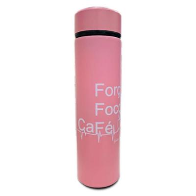 Garrafa Termometro Termica Inox Display Led A Vacuo Rosa