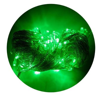 Led Pisca Cordão Com 10 Metros 100 Lampadas Formato Gota Fio Cor Crystal Tomada Luz Natal Ano Novo Verde