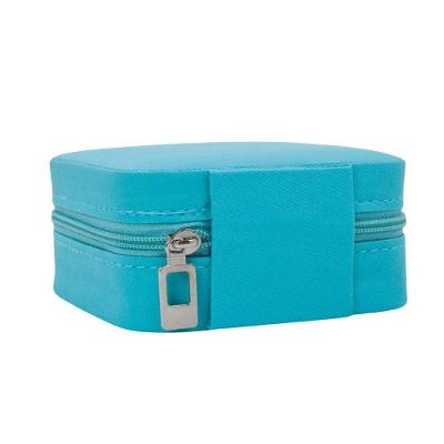 Porta Joias Portatil Viagem Estojo Maleta Caixinha Com Ziper Azul