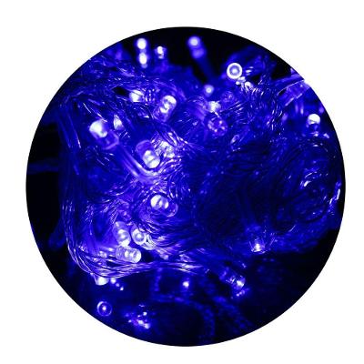 Led Pisca Cordão Com 10 Metros 100 Lampadas Formato Gota Fio Cor Crystal Tomada Luz Natal Ano Novo Azul
