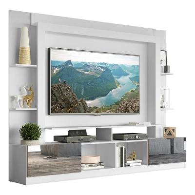 Estante Tv 65" Portas C/ Espelho Oslo Multimóveis V3390 Branca/Madeirada Branco/Madeirado