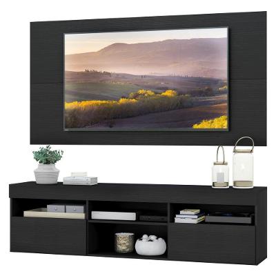 Rack Com Painel Tv 65" Com 2 Portas Londres Multimóveis V3334 Preto Preto