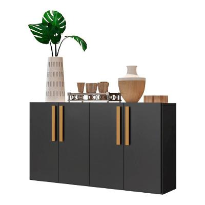 Aparador Buffet 4 Portas Viena V3604 Preto/Natural Preto/Natural