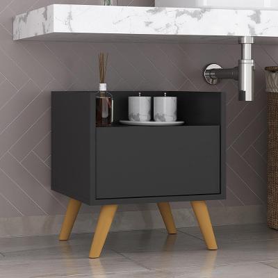 Gabinete Armário Banheiro 40 Cm Com Pés Retrô Multimóveis Mp5037 Preto/Natural