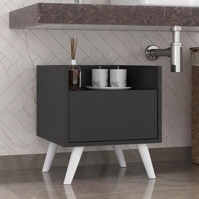 Gabinete Armário Banheiro 40 Cm Com Pés Retrô Multimóveis Mp5037 Preto/Branco