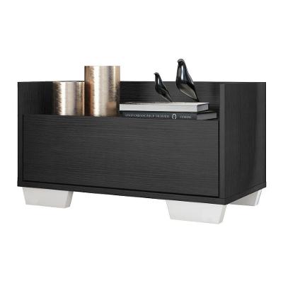 Mesa De Cabeceira 60Cm Multimóveis V3628 Preta/Branca Preto/Branco