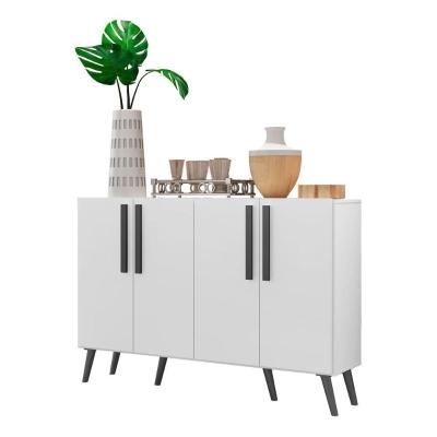 Aparador Buffet 4 Portas Retrô Viena V3606 Branco/Preto Branco/Preto