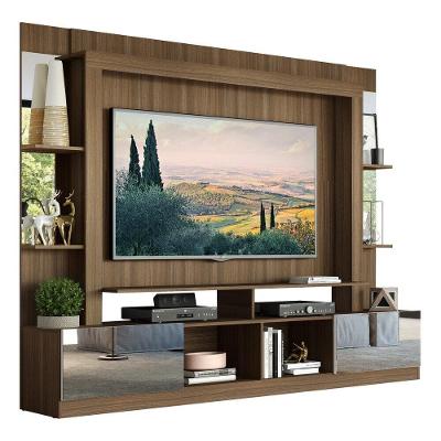 Estante Com Suporte Tv 65" E Espelho Oslo Multimóveis V3381 Madeirada/Branca Madeirado/Branco
