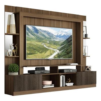 Estante Com Suporte Tv 65" Prateleiras C/ Espelho Oslo Multimóveis V3385 Madeirado/Tenerife