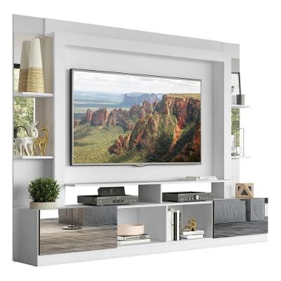 Estante Com Suporte Tv 65" E Espelho Oslo Multimóveis V3381 Branca/Tenerife Branco/Tenerife