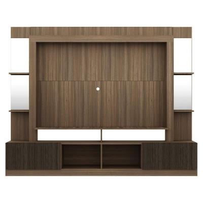 Rack com Painel Tv 65 Prateleiras com Espelho Oslo Madeirado