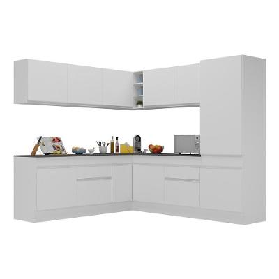 Armário De Cozinha Completa De Canto Com Rodapé Veneza Multimóveis V2101 Branco Branco