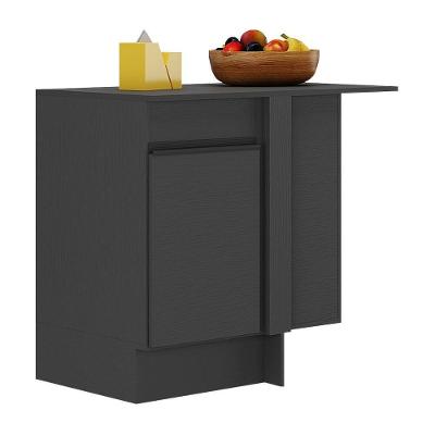 Balcão Cozinha De Canto Com Rodapé 1 Porta Veneza Multimóveis V2120 Preto Preto