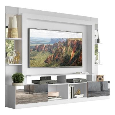 Estante Tv 65" Com Espelho Oslo Multimóveis V3389 Branca/Madeirada Branco/Madeirado