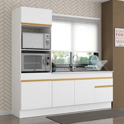Cozinha Compacta Com Rodapé Com Armário E Balcão Branca