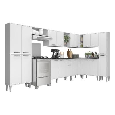 Armário De Cozinha Completa 9 Peças Xangai Rock Multimóveis Branco Branco