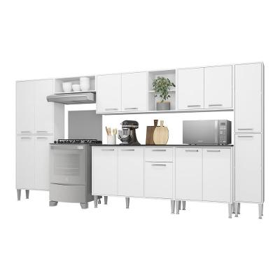 Cozinha Compacta Com Armário E Balcão Xangai Blues Multimóveis Branca Branco