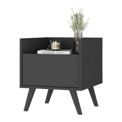 Mesa De Cabeceira 40Cm Retrô Multimóveis V4041 Preta Preto