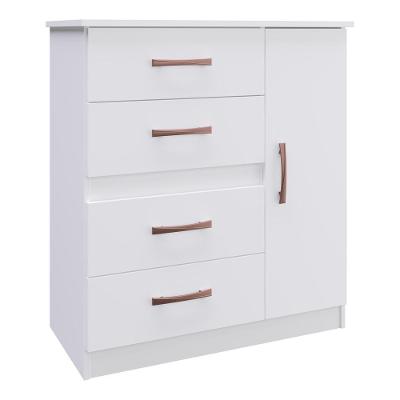 Cômoda 4 Gavetas 1 Porta Luíza Multimóveis Vcr4157 Branco/Rosa/Azul Branco/Rosa/Azul