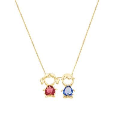 Colar Menino Menina Cristal Banhado Em Ouro 18k