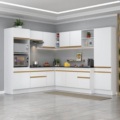 Cozinha Completa De Canto Mp2082 Com Armário E Balcão Branca