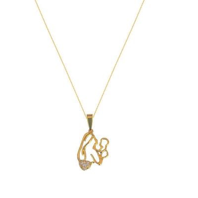 Colar Mãe E Filho Com Coração Em Zirconia Banhado Em Ouro