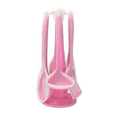 Kit 7 Peças Utensílios Cozinha Silicone Resistente Durável Rosa