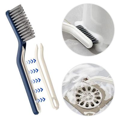 Escova Multiuso Limpeza Cantos Pinça 2 Em 1 Banheiro Cozinha Azul