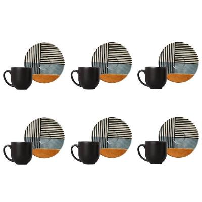 Conjunto De Xícara De Cafezinho Com Pires 06 Peças Coup Abstrata Porto Brasil