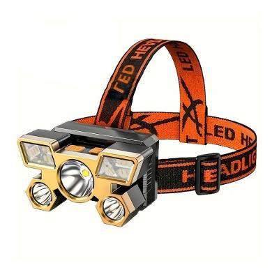 Lanterna De Cabeça Led Longo Alcance Recarregável Usb Camping Dourado