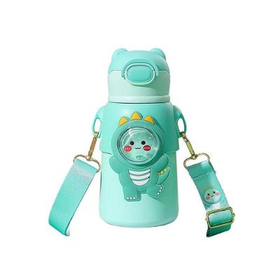 Garrafinha Com Canudo Squeeze Infantil Garrafa Bebe Térmica Alça Verde