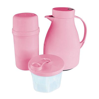 Kit Garrafa Paris 500ml Garrafa Fano 250ml E Pote Dosador 300ml Unibaby Rosa