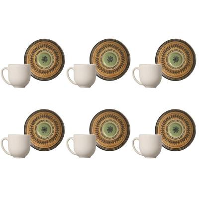 Conjunto De Xícara De Cafezinho Com Pires 06 Peças Coup Oliva Porto Brasil