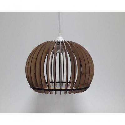 Luminária Teto Tipo Pendente Esfera Mdf - Completa Mdf Cru