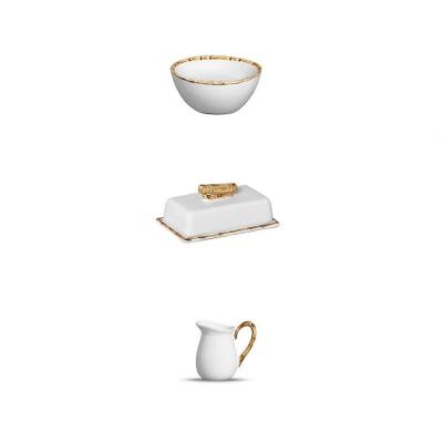 Kit Leiteira + Manteigueira + Bowl Bambu Scalla