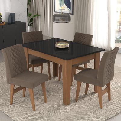 Conjunto Mesa De Jantar 4 Cadeiras Madeirado/Preto/Castor